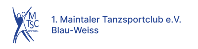 Hier ist das Logo vom 1. Maintaler Tanzsportclub e.V. Blau-Weiss zu sehen